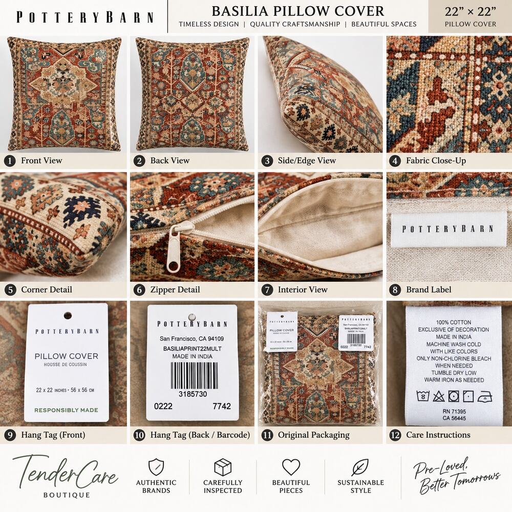Pottery Barn Basilia 22x22 Velvet Pillow Cover NWT - Picture 5 of 6